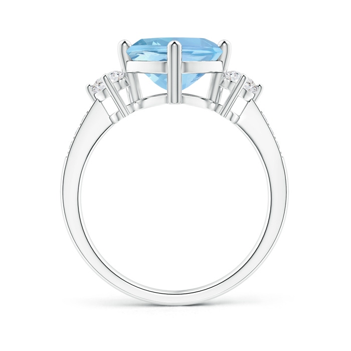 8mm AAAA Cushion Sideways Aquamarine and Diamond Ring in P950 Platinum product image