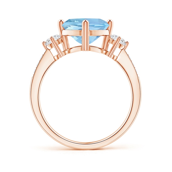 8mm AAAA Cushion Sideways Aquamarine and Diamond Ring in Rose Gold product image