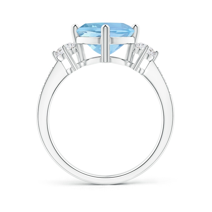 8mm AAAA Cushion Sideways Aquamarine and Diamond Ring in White Gold product image