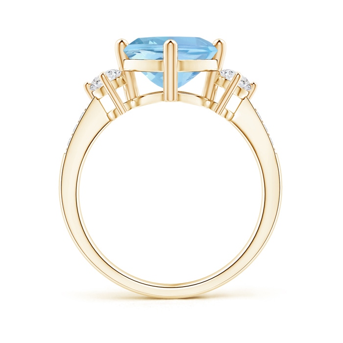 8mm AAAA Cushion Sideways Aquamarine and Diamond Ring in Yellow Gold product image