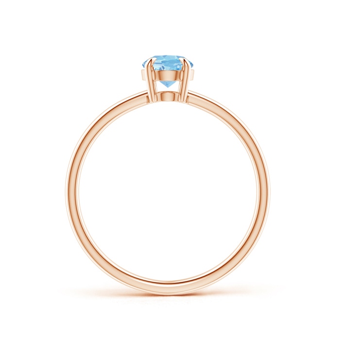 7x5mm AAAA Claw-Set Oval Aquamarine Solitaire Ring in 9K Rose Gold product image