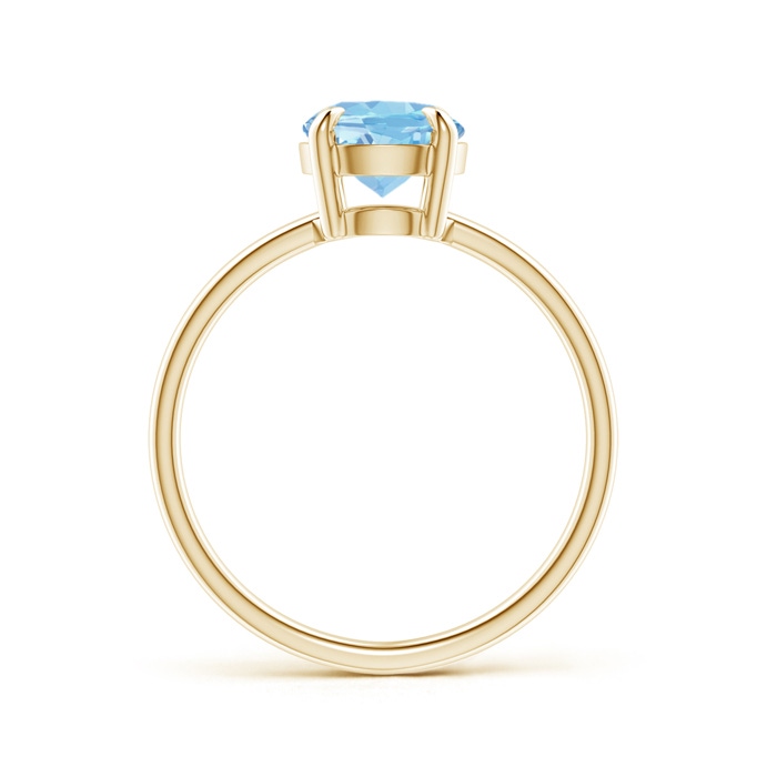 9x7mm AAAA Claw-Set Oval Aquamarine Solitaire Ring in Yellow Gold product image