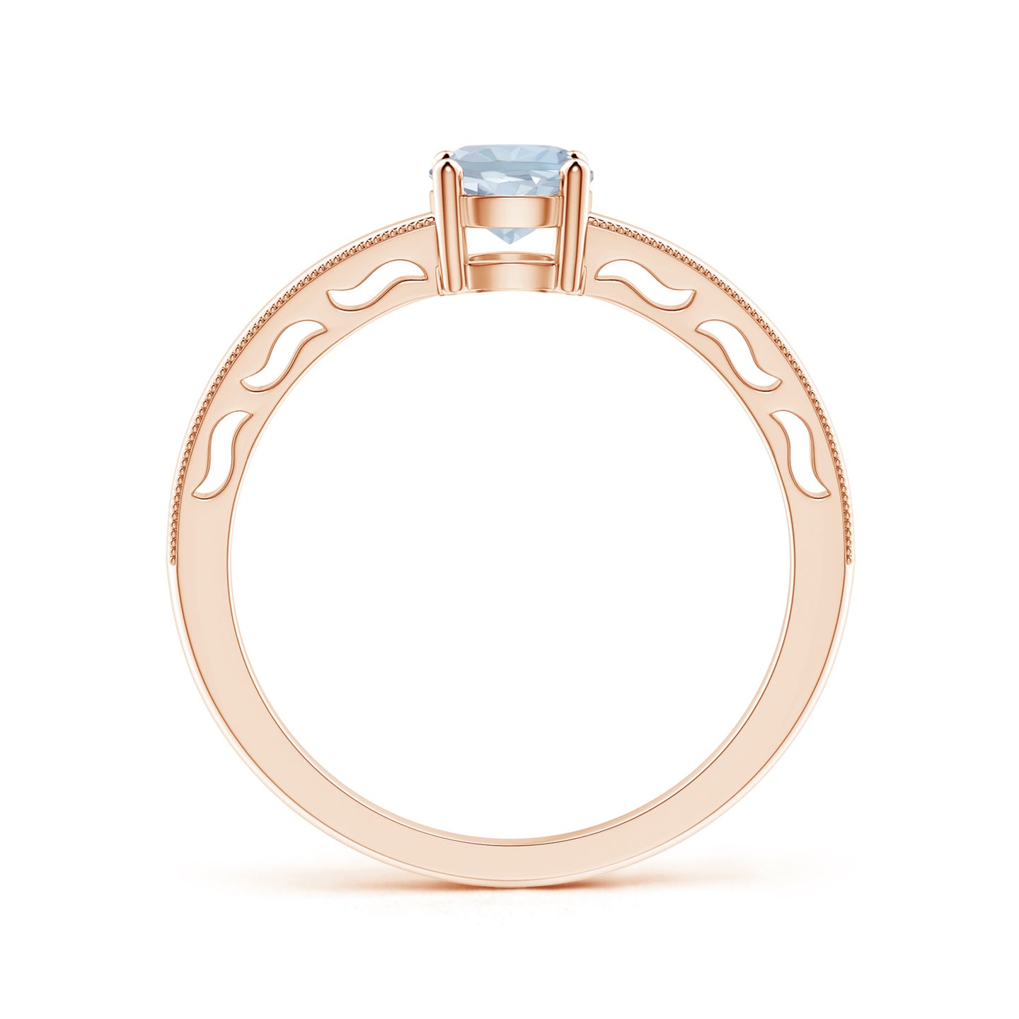Vintage Style Aquamarine Solitaire Ring with Milgrain