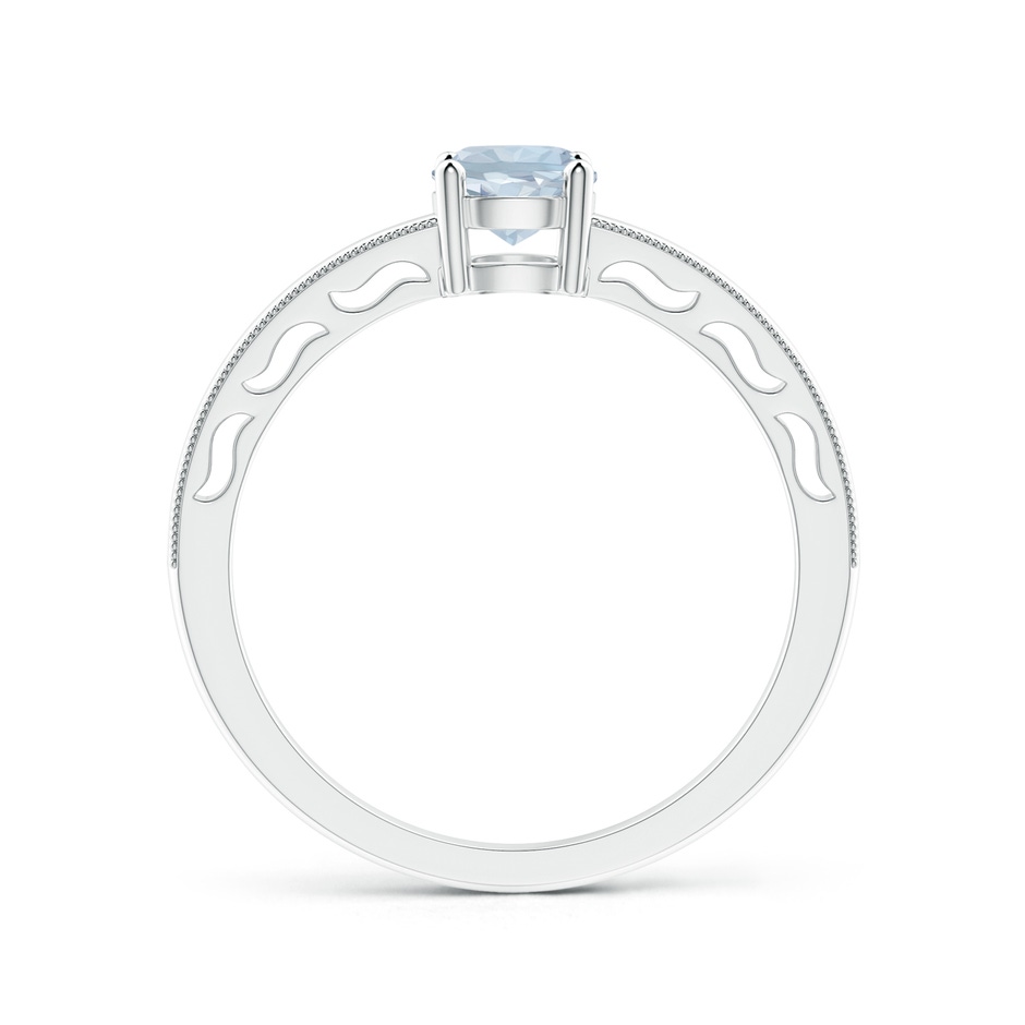 5mm A Vintage Style Aquamarine Solitaire Ring with Milgrain in White Gold product image