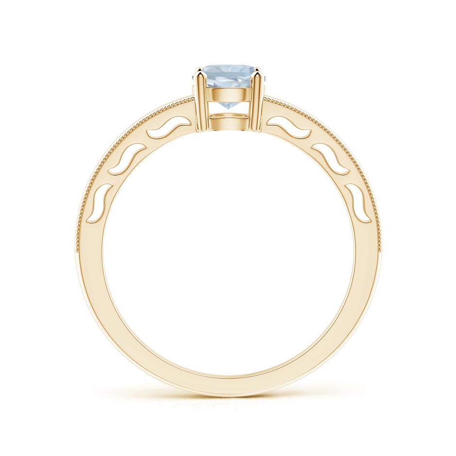 5mm A Vintage Style Aquamarine Solitaire Ring with Milgrain in Yellow Gold product image