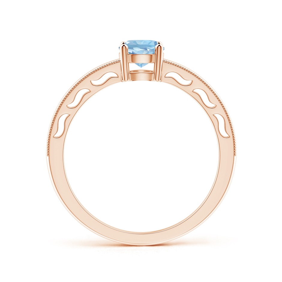 5mm AAA Vintage Style Aquamarine Solitaire Ring with Milgrain in Rose Gold product image