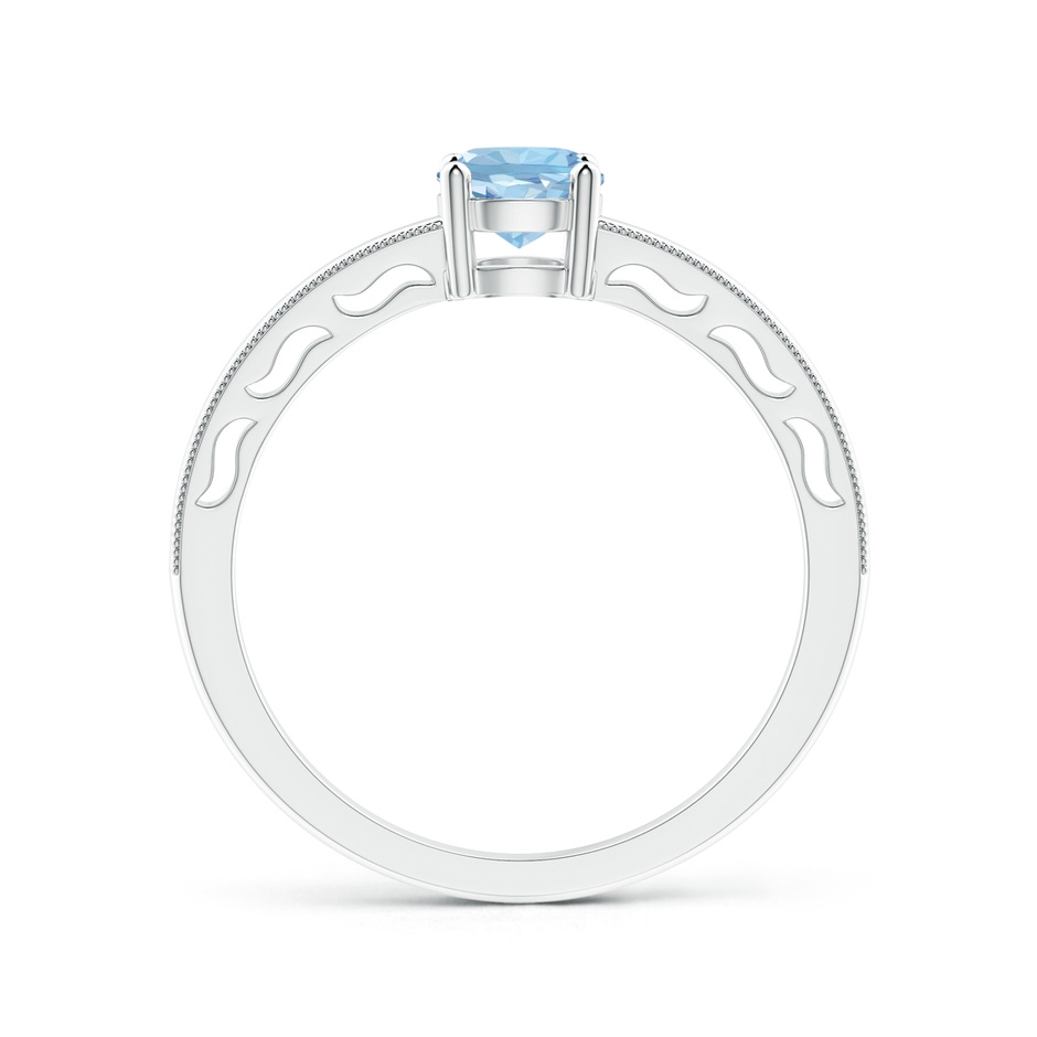 5mm AAA Vintage Style Aquamarine Solitaire Ring with Milgrain in White Gold product image