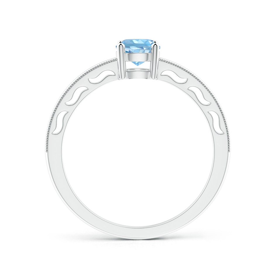 5mm AAAA Vintage Style Aquamarine Solitaire Ring with Milgrain in P950 Platinum product image