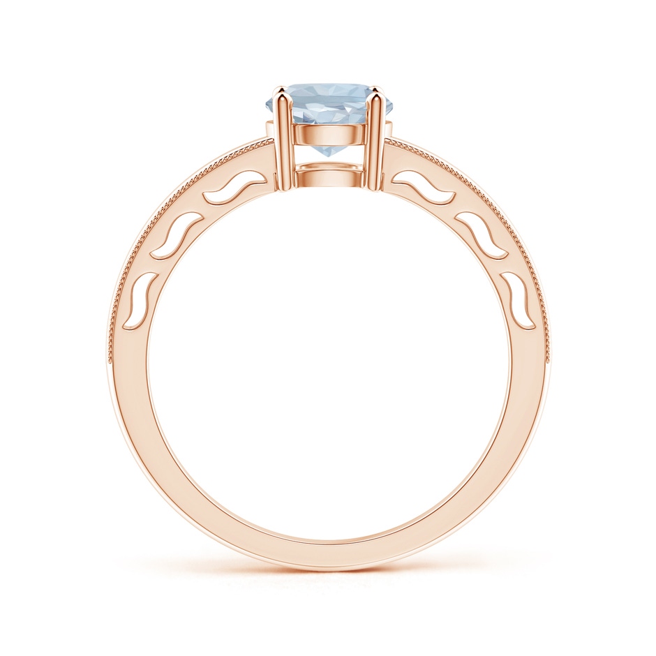 6mm A Vintage Style Aquamarine Solitaire Ring with Milgrain in Rose Gold product image