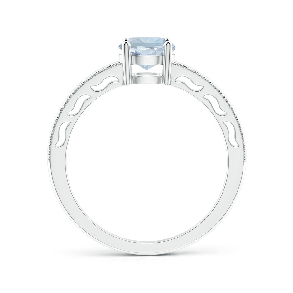 6mm A Vintage Style Aquamarine Solitaire Ring with Milgrain in White Gold product image