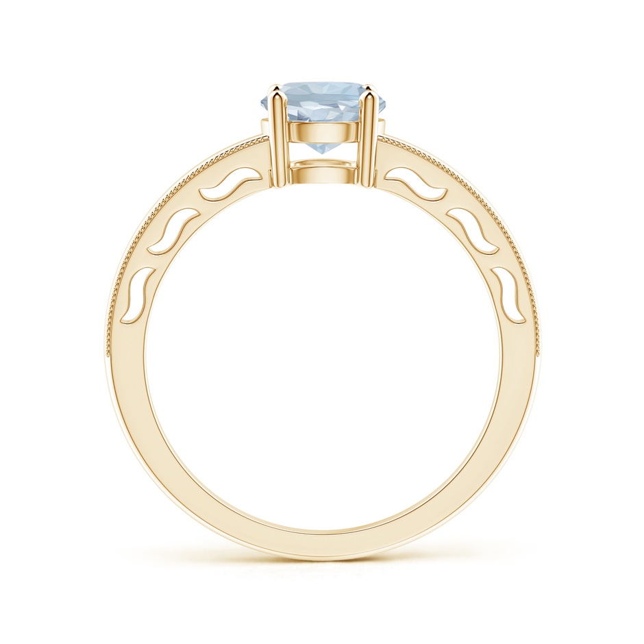 6mm A Vintage Style Aquamarine Solitaire Ring with Milgrain in Yellow Gold product image