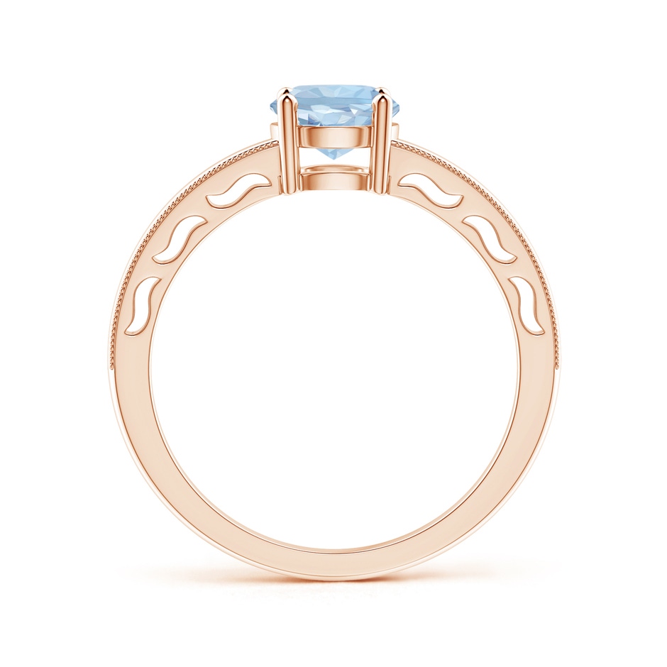 6mm AA Vintage Style Aquamarine Solitaire Ring with Milgrain in Rose Gold product image