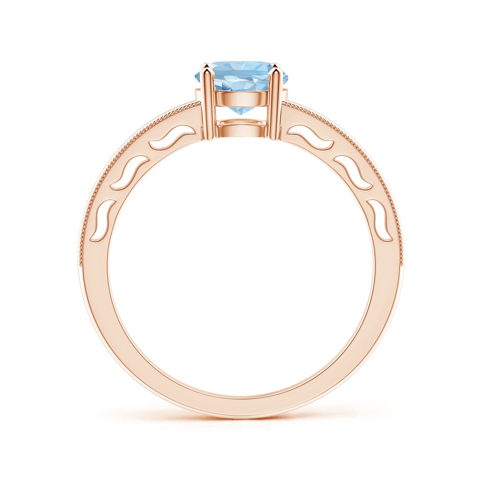 6mm AAA Vintage Style Aquamarine Solitaire Ring with Milgrain in Rose Gold product image