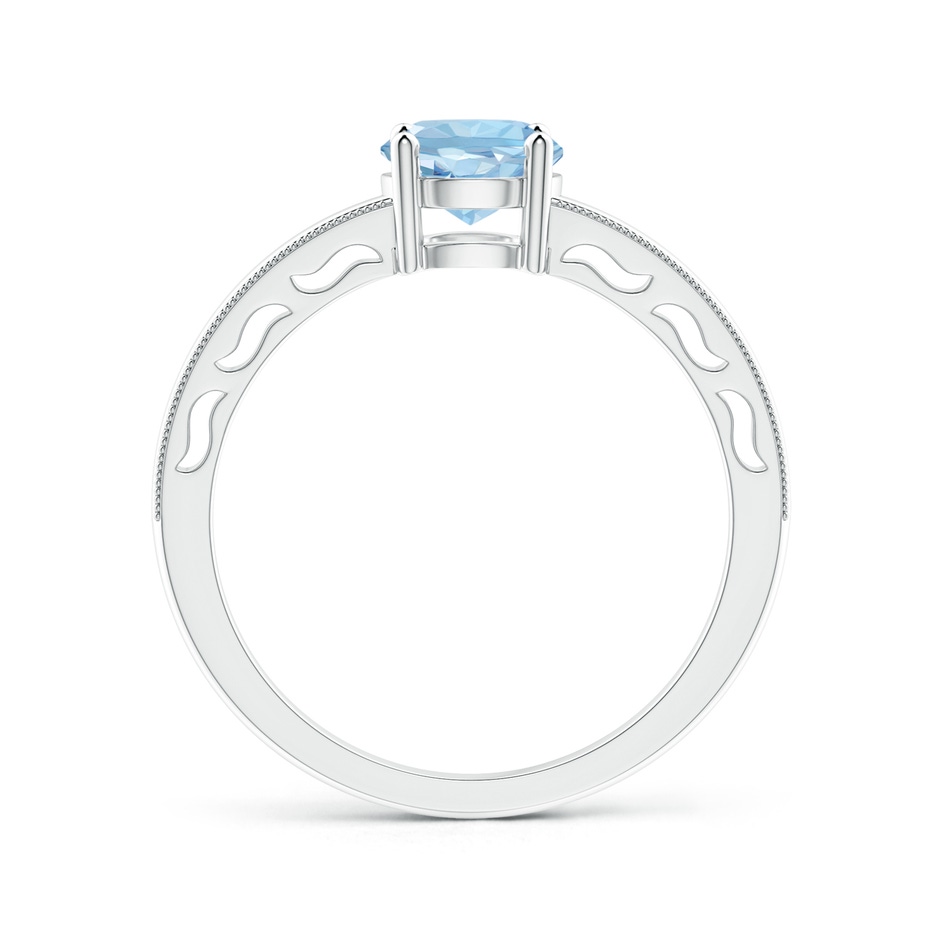 6mm AAA Vintage Style Aquamarine Solitaire Ring with Milgrain in White Gold product image