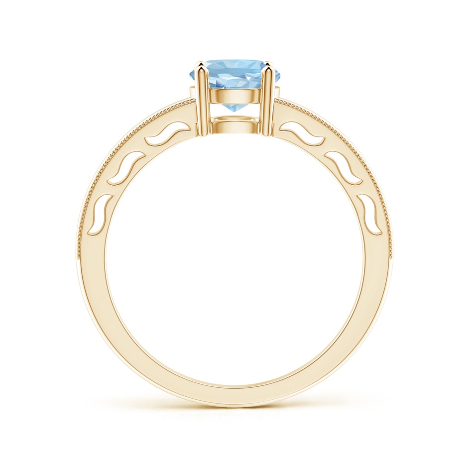 6mm AAA Vintage Style Aquamarine Solitaire Ring with Milgrain in Yellow Gold product image