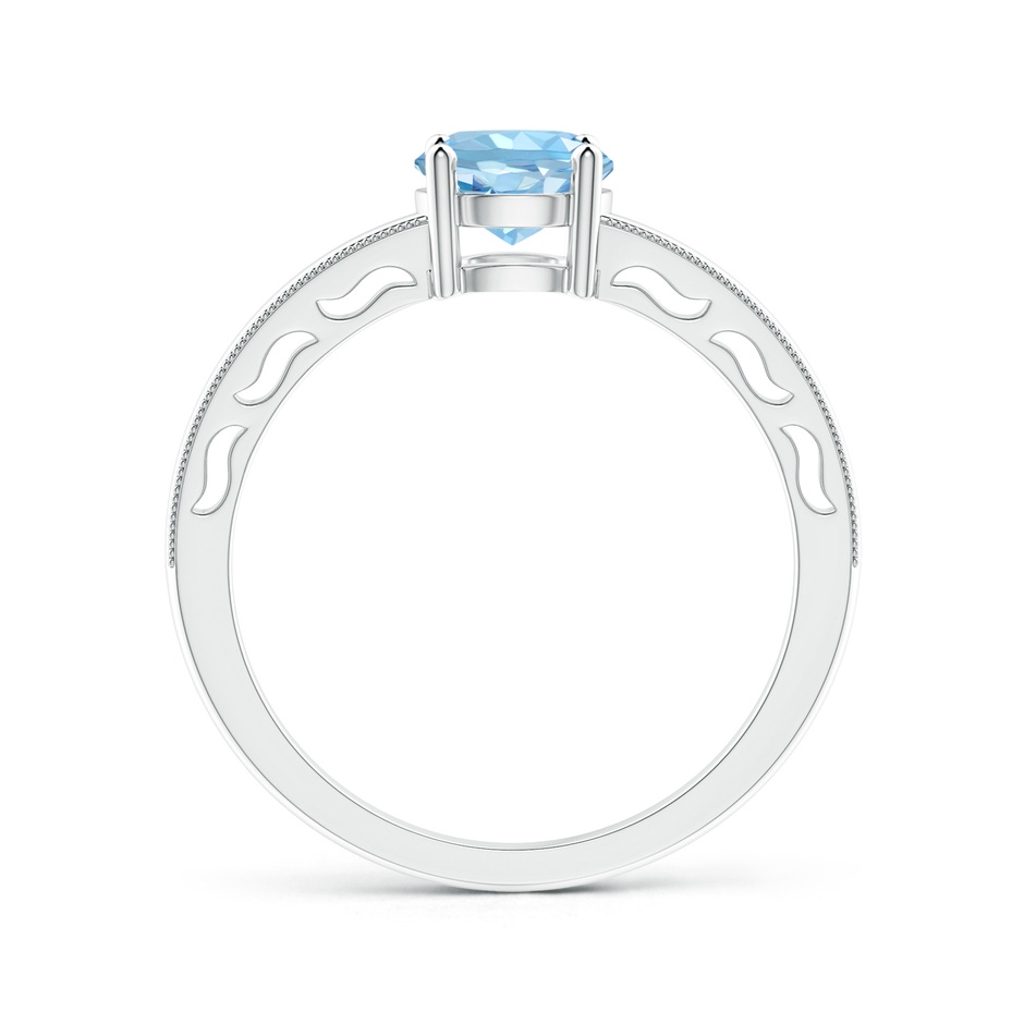 6mm AAAA Vintage Style Aquamarine Solitaire Ring with Milgrain in P950 Platinum product image