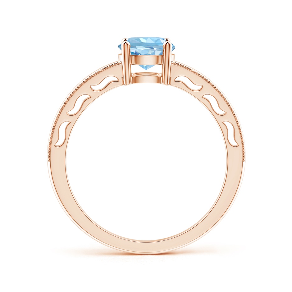 6mm AAAA Vintage Style Aquamarine Solitaire Ring with Milgrain in Rose Gold product image