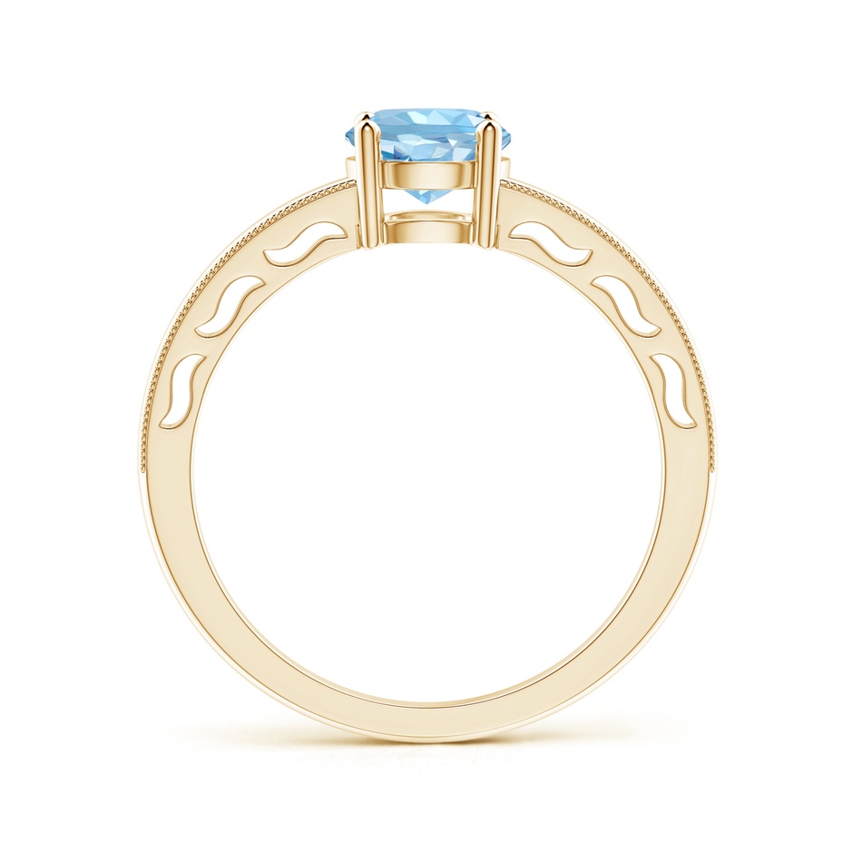 6mm AAAA Vintage Style Aquamarine Solitaire Ring with Milgrain in Yellow Gold product image