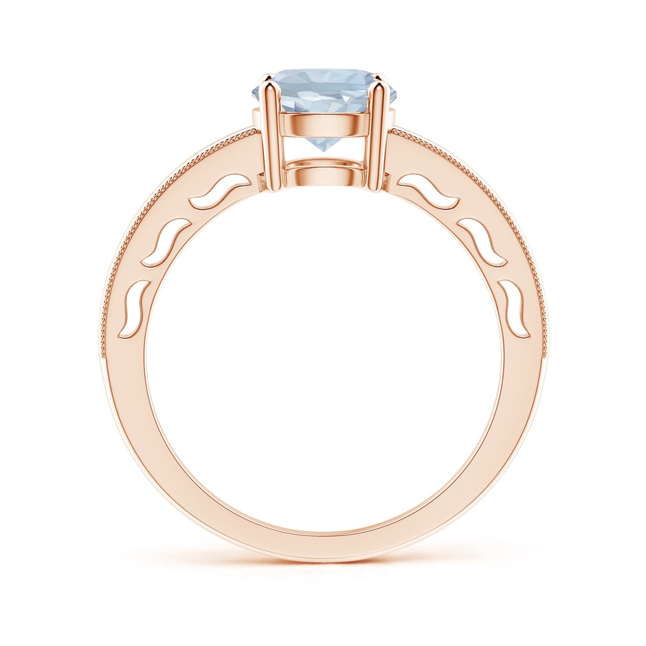 7mm A Vintage Style Aquamarine Solitaire Ring with Milgrain in Rose Gold product image