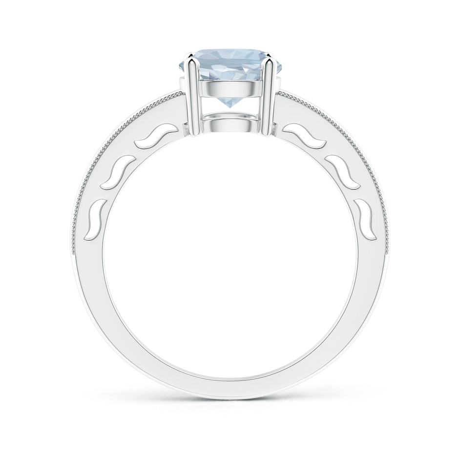 7mm A Vintage Style Aquamarine Solitaire Ring with Milgrain in White Gold product image