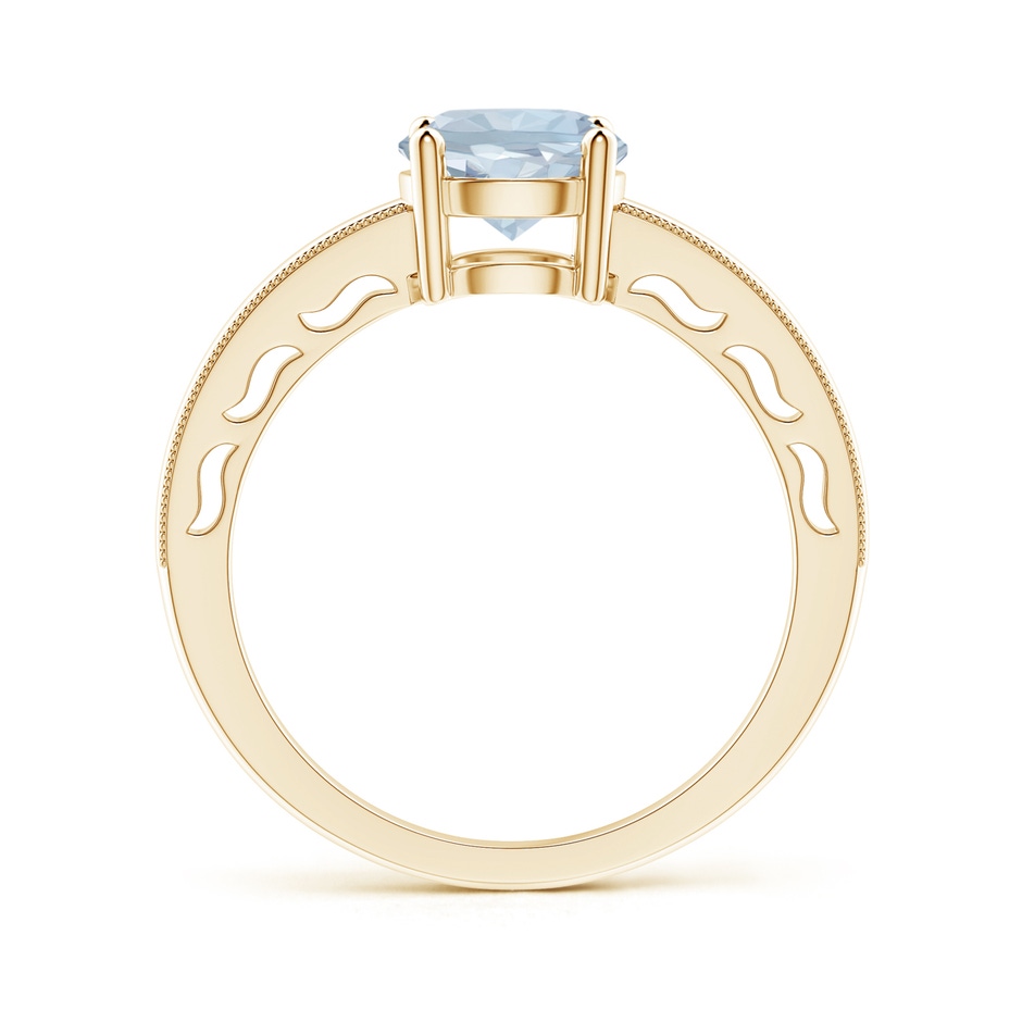 7mm A Vintage Style Aquamarine Solitaire Ring with Milgrain in Yellow Gold product image
