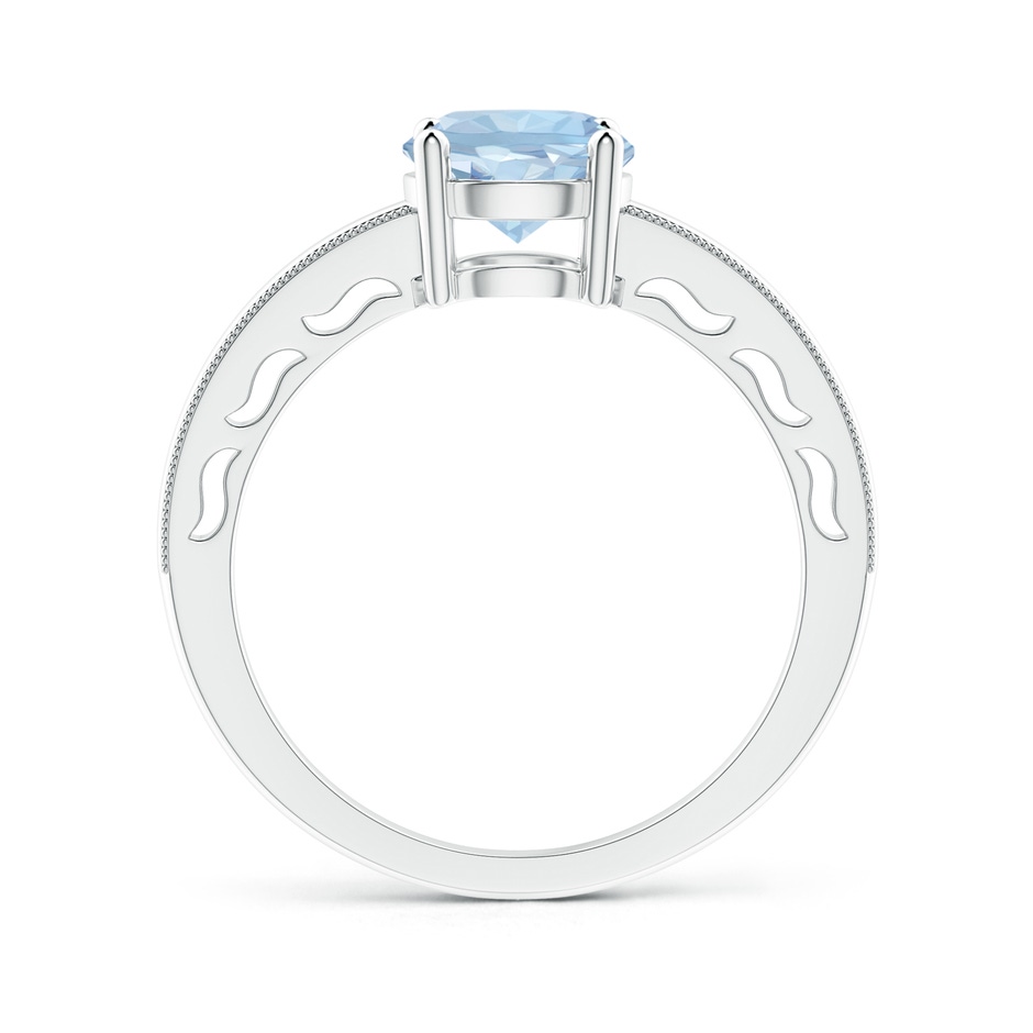 7mm AA Vintage Style Aquamarine Solitaire Ring with Milgrain in White Gold product image