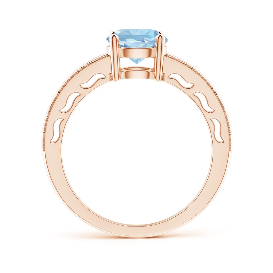 7mm AAA Vintage Style Aquamarine Solitaire Ring with Milgrain in Rose Gold product image