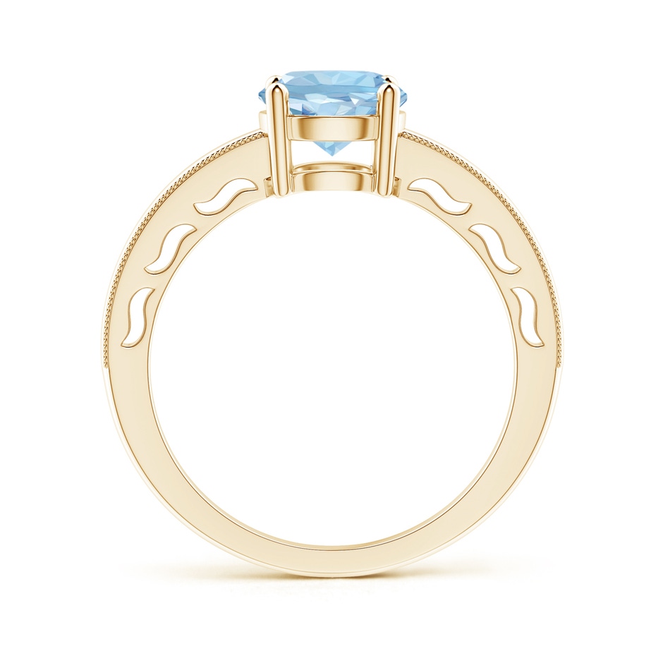7mm AAA Vintage Style Aquamarine Solitaire Ring with Milgrain in Yellow Gold product image