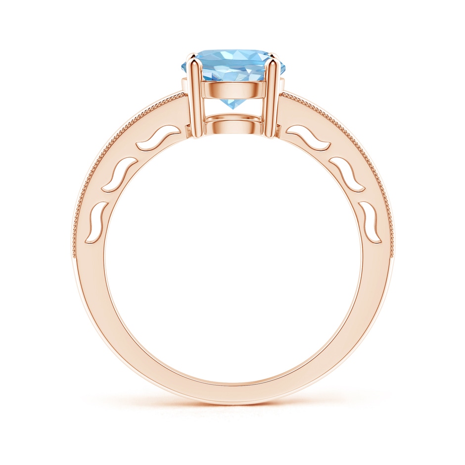 7mm AAAA Vintage Style Aquamarine Solitaire Ring with Milgrain in Rose Gold product image