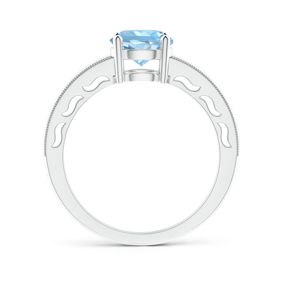 7mm AAAA Vintage Style Aquamarine Solitaire Ring with Milgrain in White Gold product image