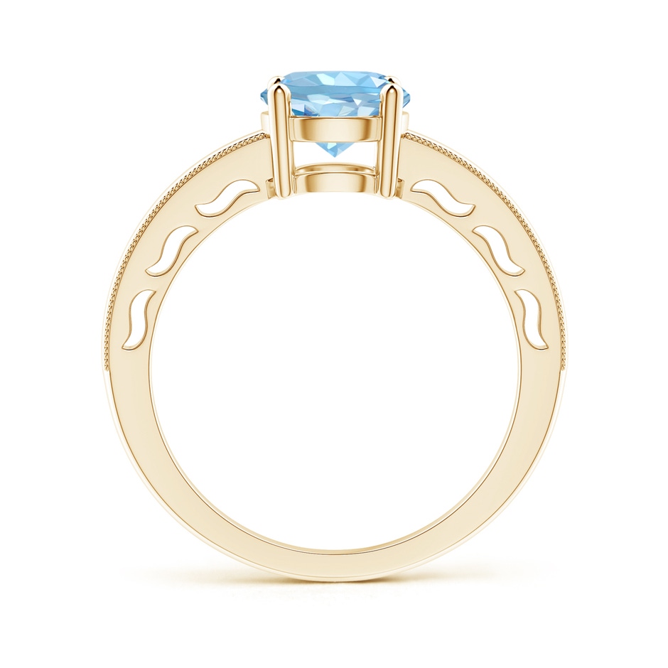7mm AAAA Vintage Style Aquamarine Solitaire Ring with Milgrain in Yellow Gold product image