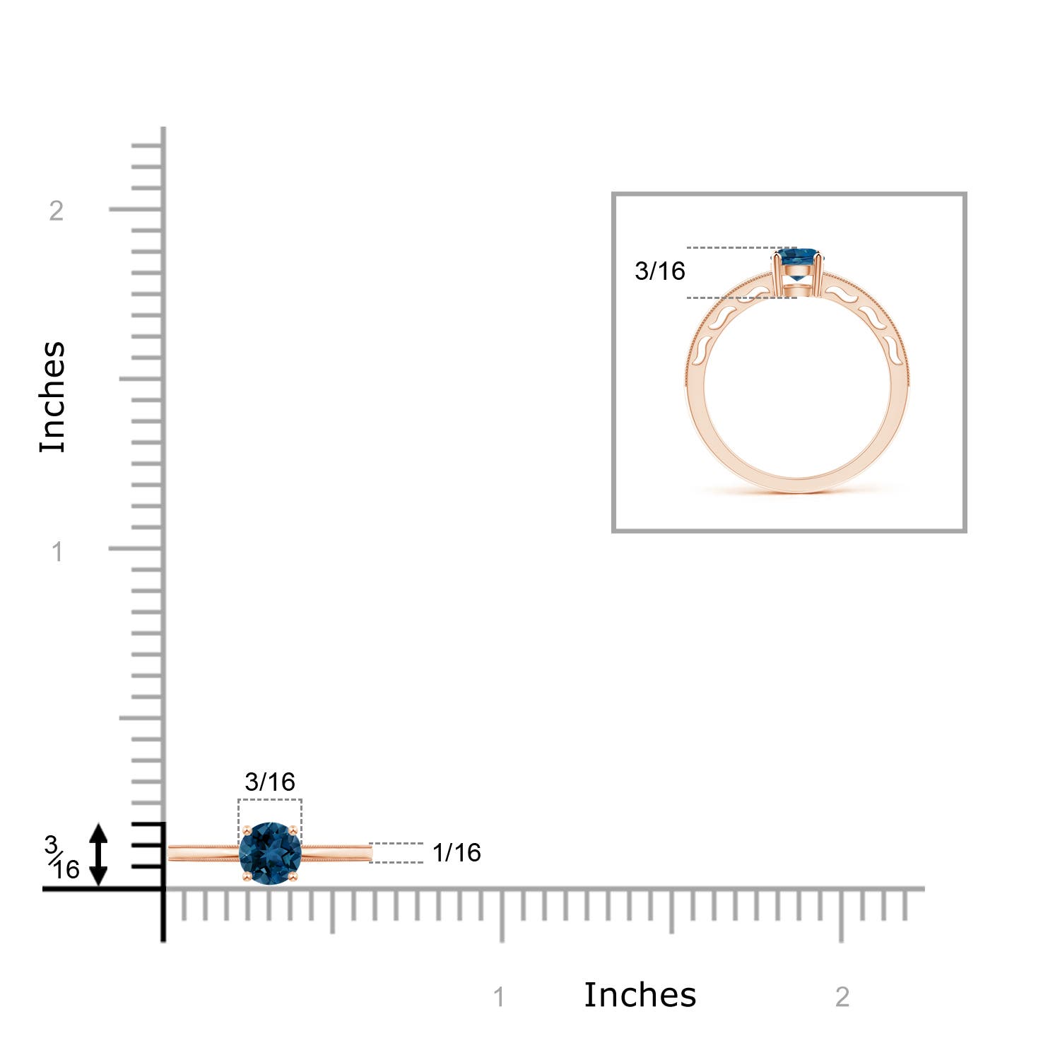 AAA - London Blue Topaz / 0.6 CT / 14 KT Rose Gold