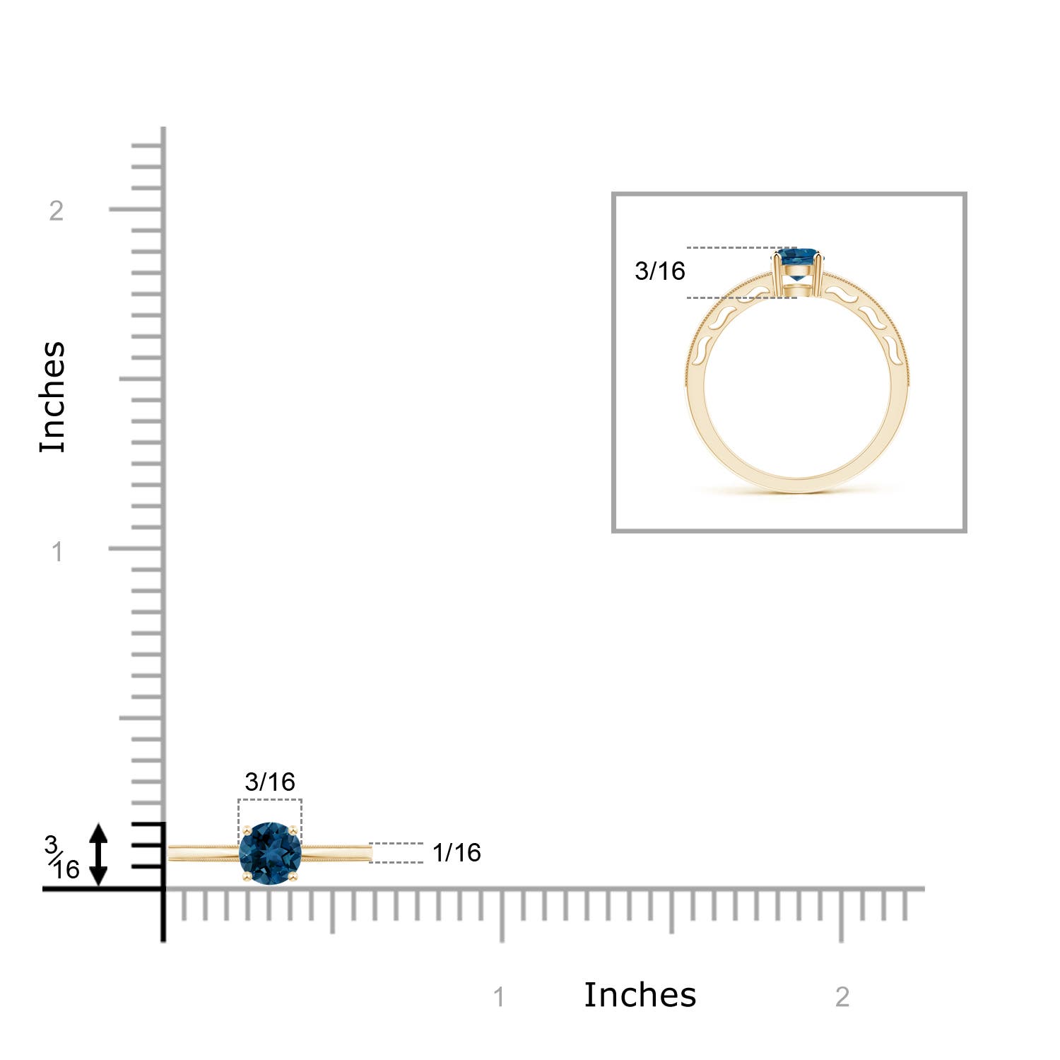 AAA - London Blue Topaz / 0.6 CT / 14 KT Yellow Gold