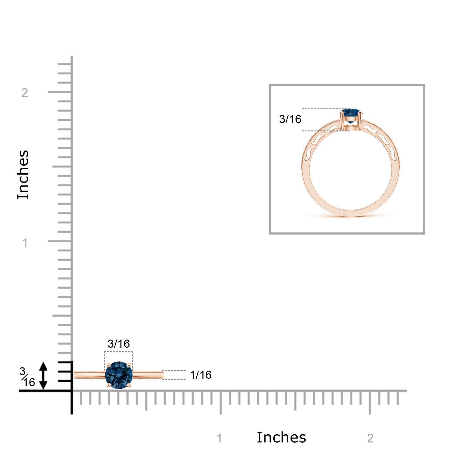 AAAA - London Blue Topaz / 0.6 CT / 14 KT Rose Gold