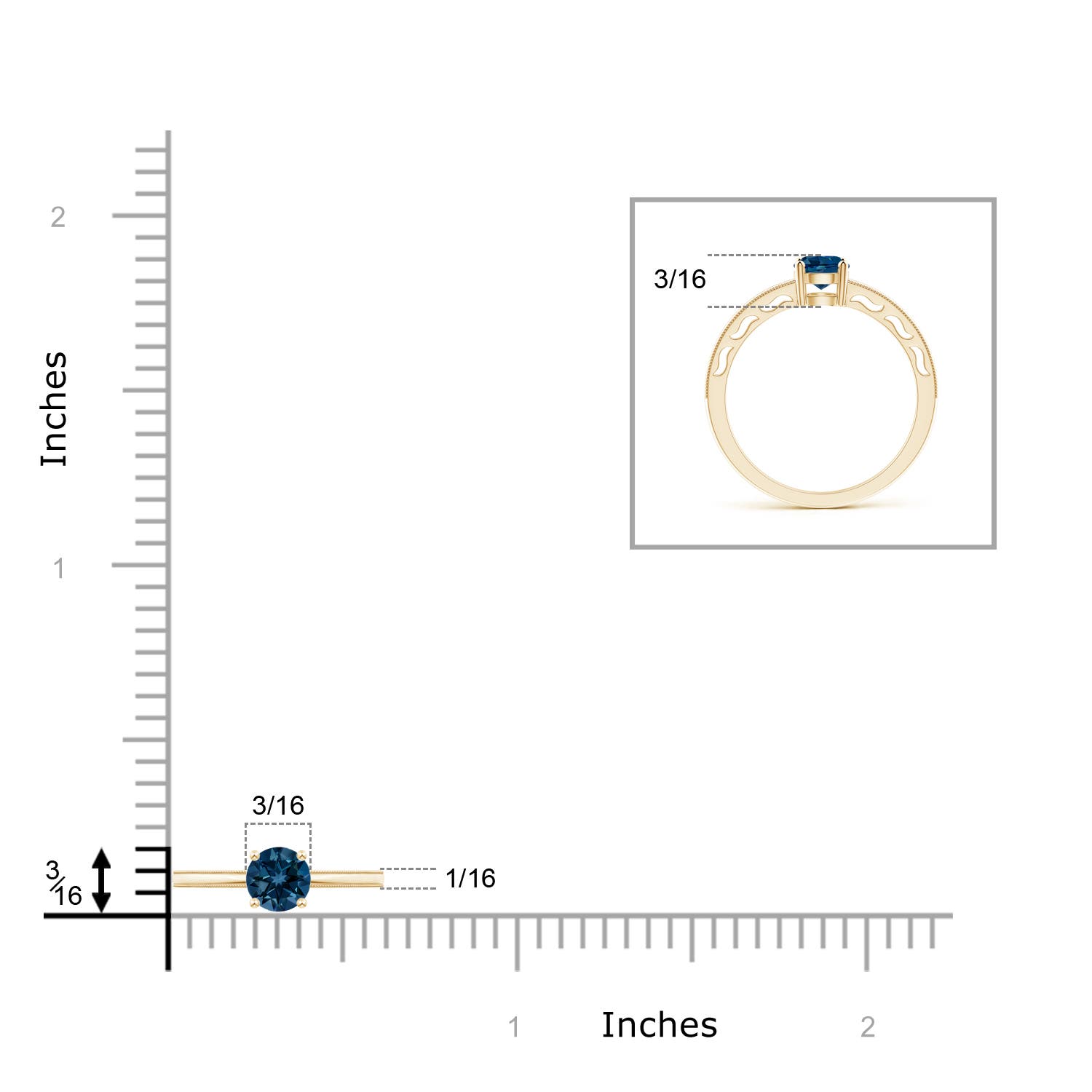 AAAA - London Blue Topaz / 0.6 CT / 14 KT Yellow Gold