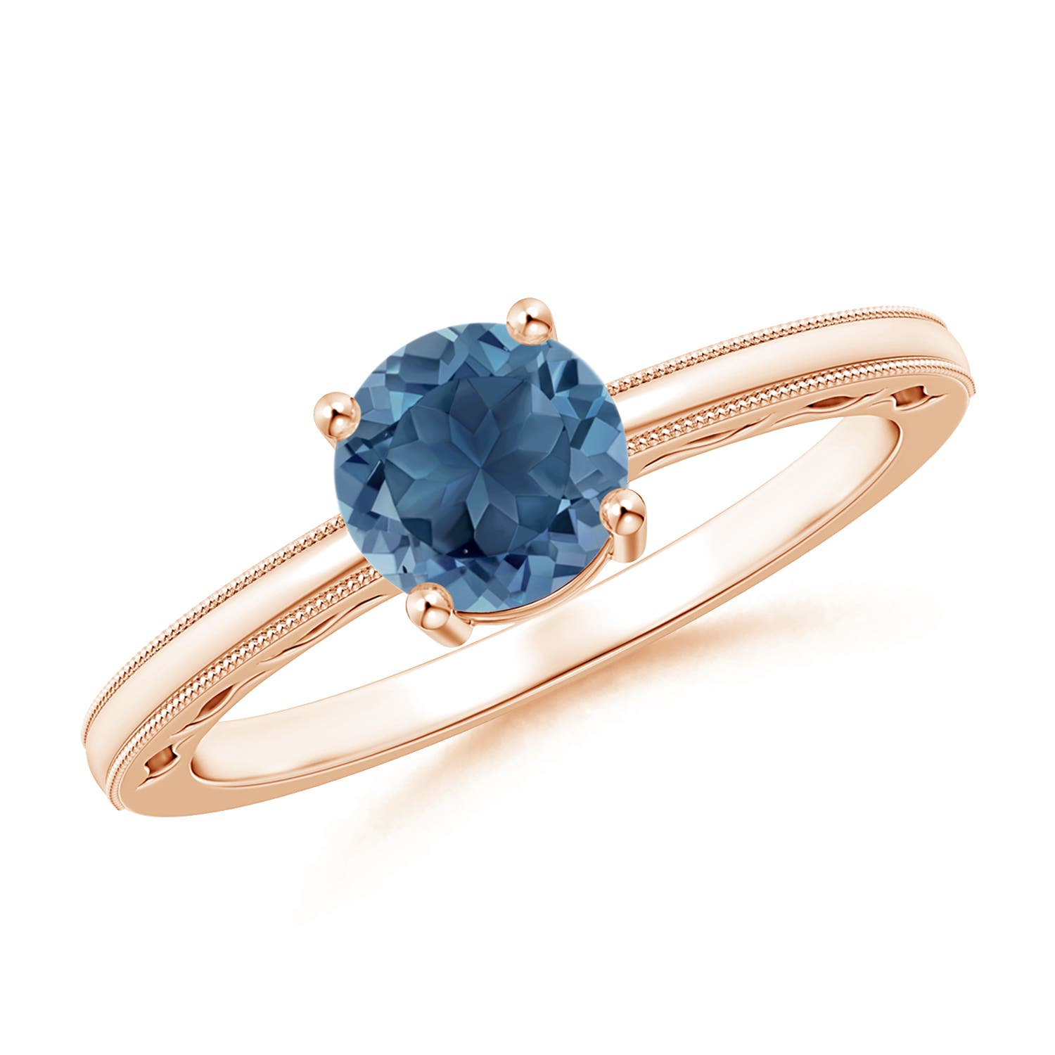 A - London Blue Topaz / 0.95 CT / 14 KT Rose Gold