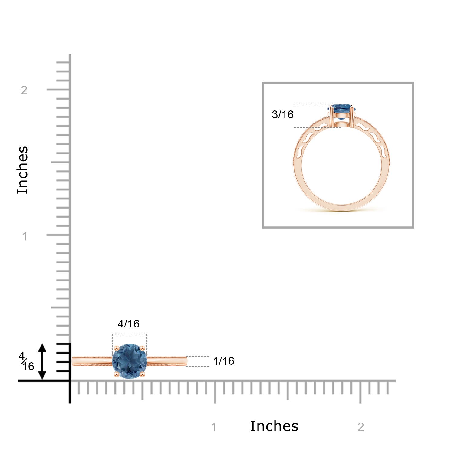 A - London Blue Topaz / 0.95 CT / 14 KT Rose Gold