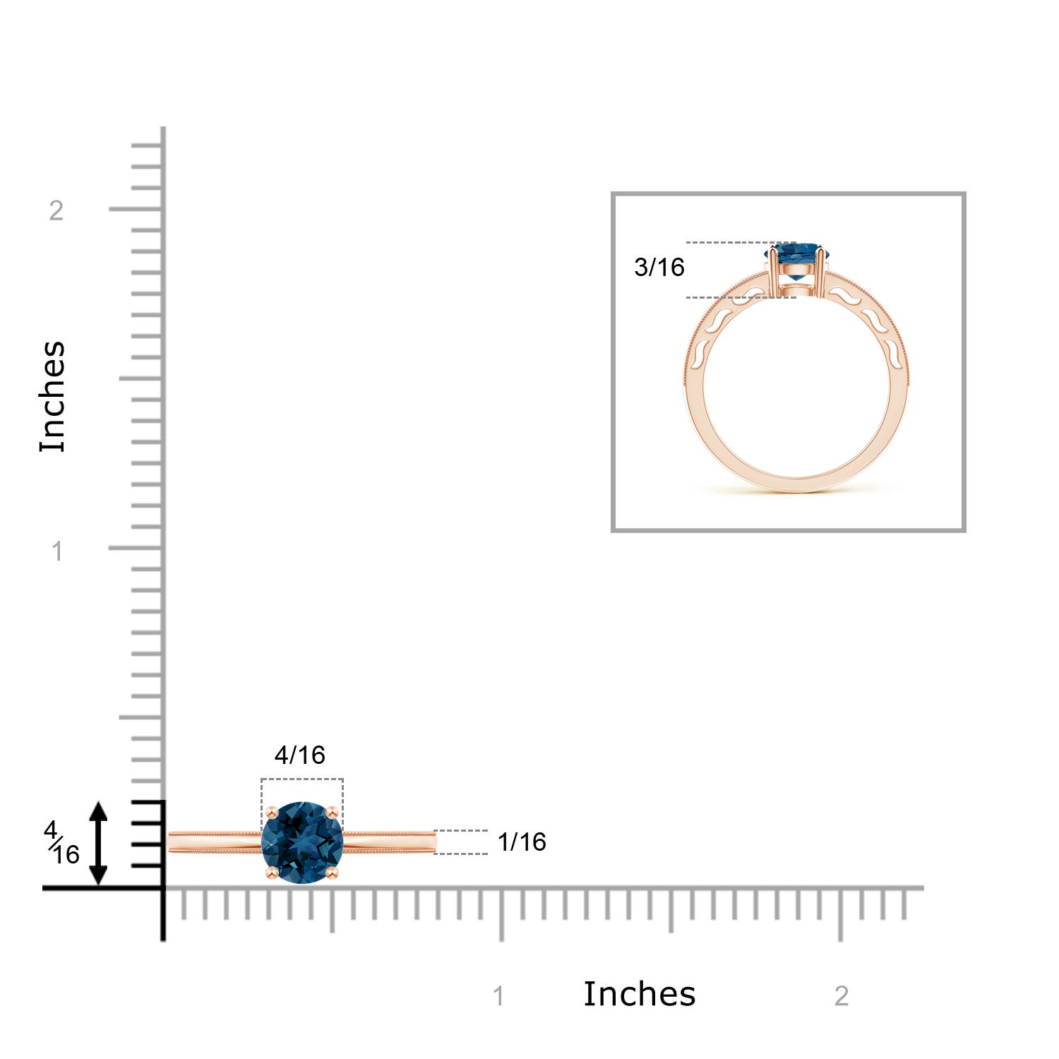 AAA - London Blue Topaz / 0.95 CT / 14 KT Rose Gold