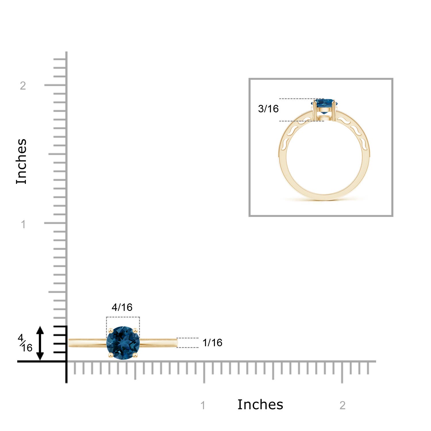 AAA - London Blue Topaz / 0.95 CT / 14 KT Yellow Gold