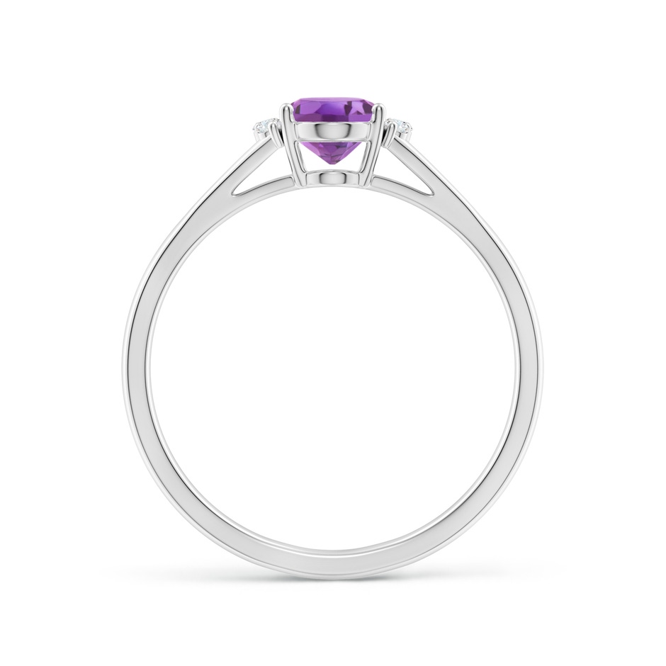 7x5mm A Oval Amethyst with Round Diamond Collar Solitaire Ring in White Gold side-1