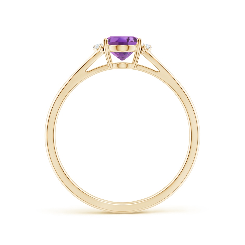 7x5mm A Oval Amethyst with Round Diamond Collar Solitaire Ring in Yellow Gold side-1