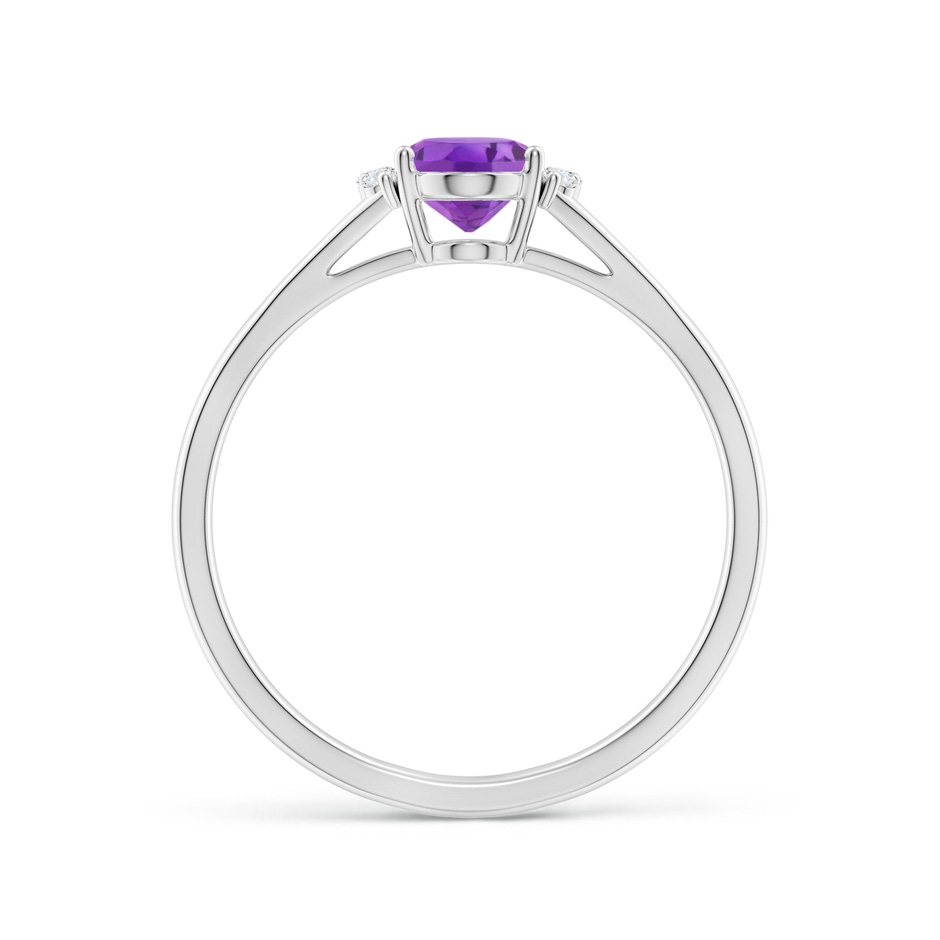 7x5mm AA Oval Amethyst with Round Diamond Collar Solitaire Ring in P950 Platinum side-1