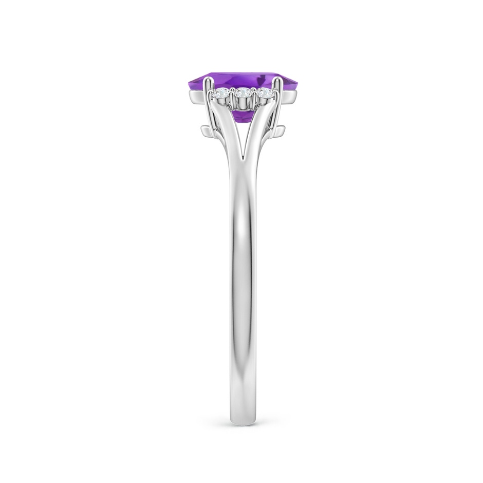 7x5mm AA Oval Amethyst with Round Diamond Collar Solitaire Ring in P950 Platinum side-2