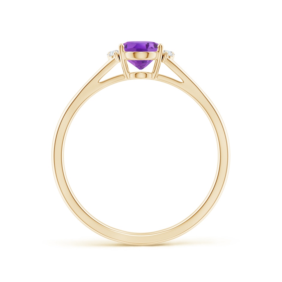 7x5mm AA Oval Amethyst with Round Diamond Collar Solitaire Ring in Yellow Gold side-1