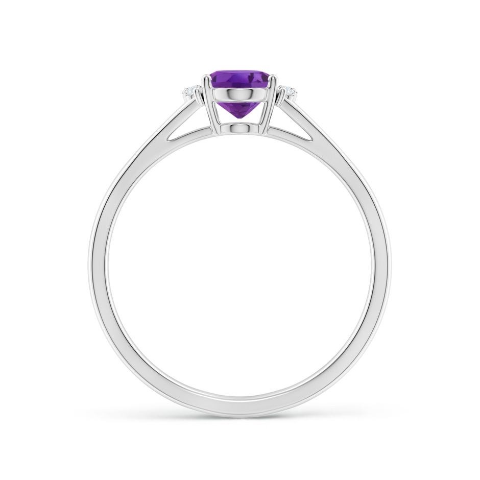7x5mm AAA Oval Amethyst with Round Diamond Collar Solitaire Ring in P950 Platinum side-1