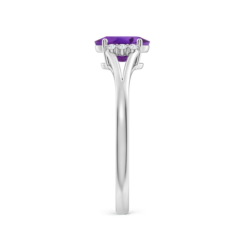 7x5mm AAA Oval Amethyst with Round Diamond Collar Solitaire Ring in P950 Platinum side-2
