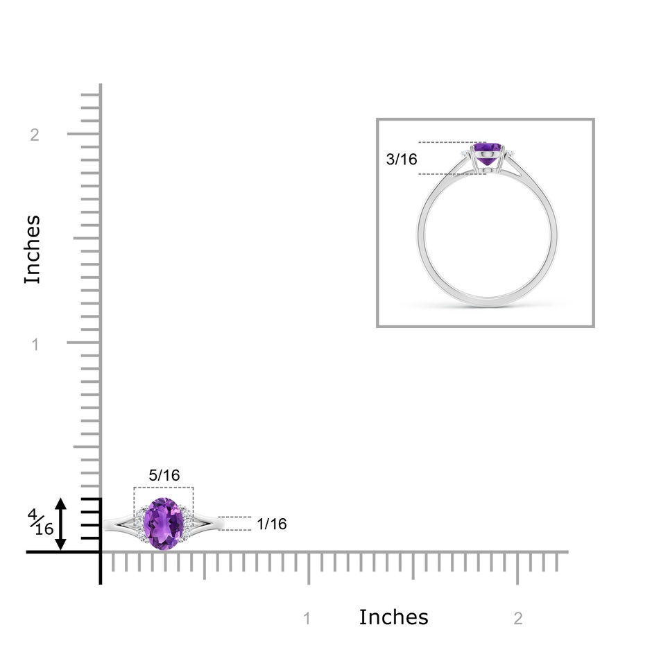 7x5mm AAA Oval Amethyst with Round Diamond Collar Solitaire Ring in P950 Platinum ruler