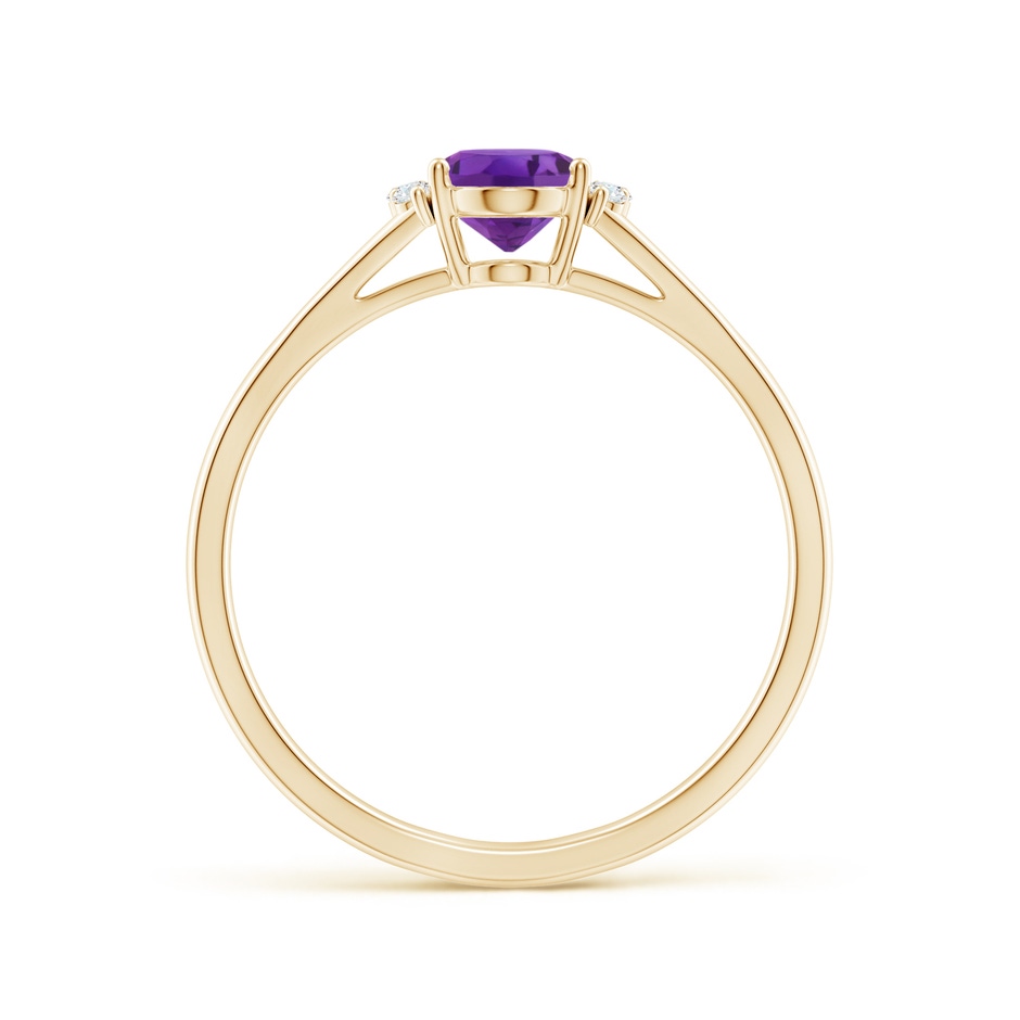 7x5mm AAA Oval Amethyst with Round Diamond Collar Solitaire Ring in Yellow Gold side-1