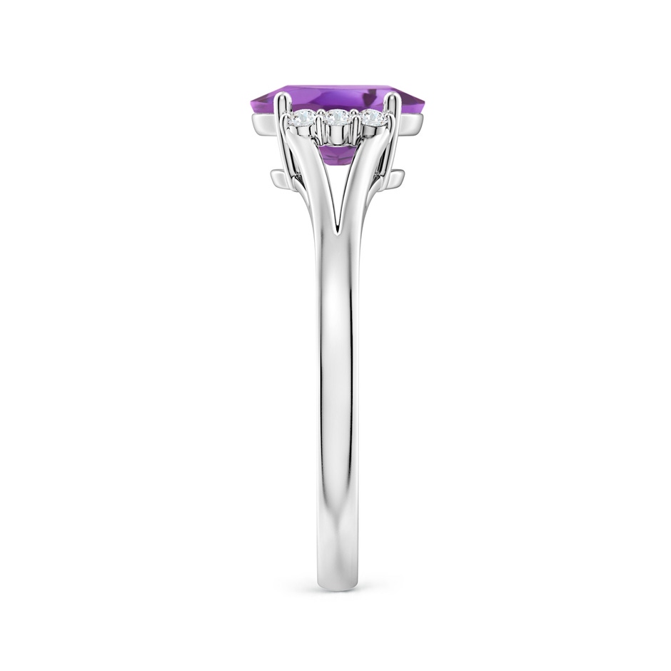 8x6mm A Oval Amethyst with Round Diamond Collar Solitaire Ring in P950 Platinum side-2