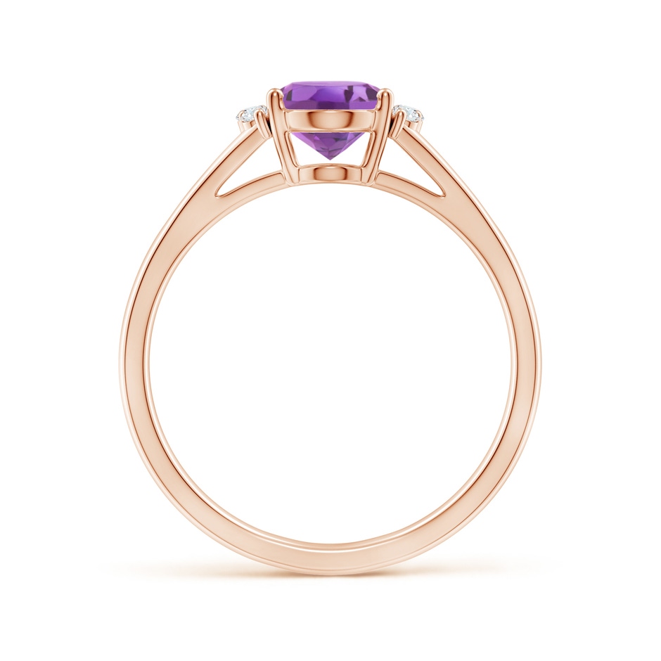 8x6mm A Oval Amethyst with Round Diamond Collar Solitaire Ring in Rose Gold side-1